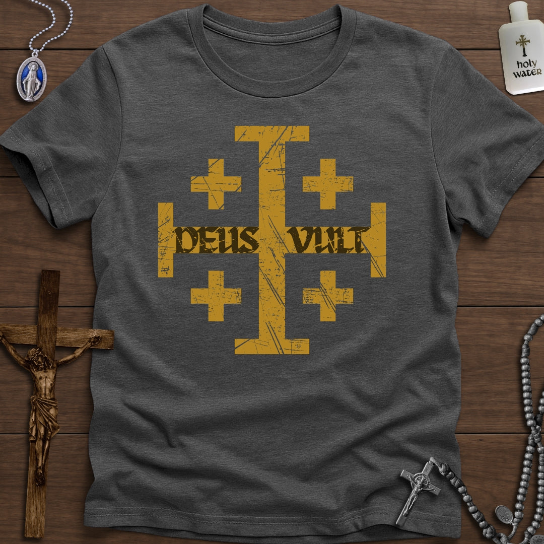Deus Vult + Jerusalem Cross (Gold)