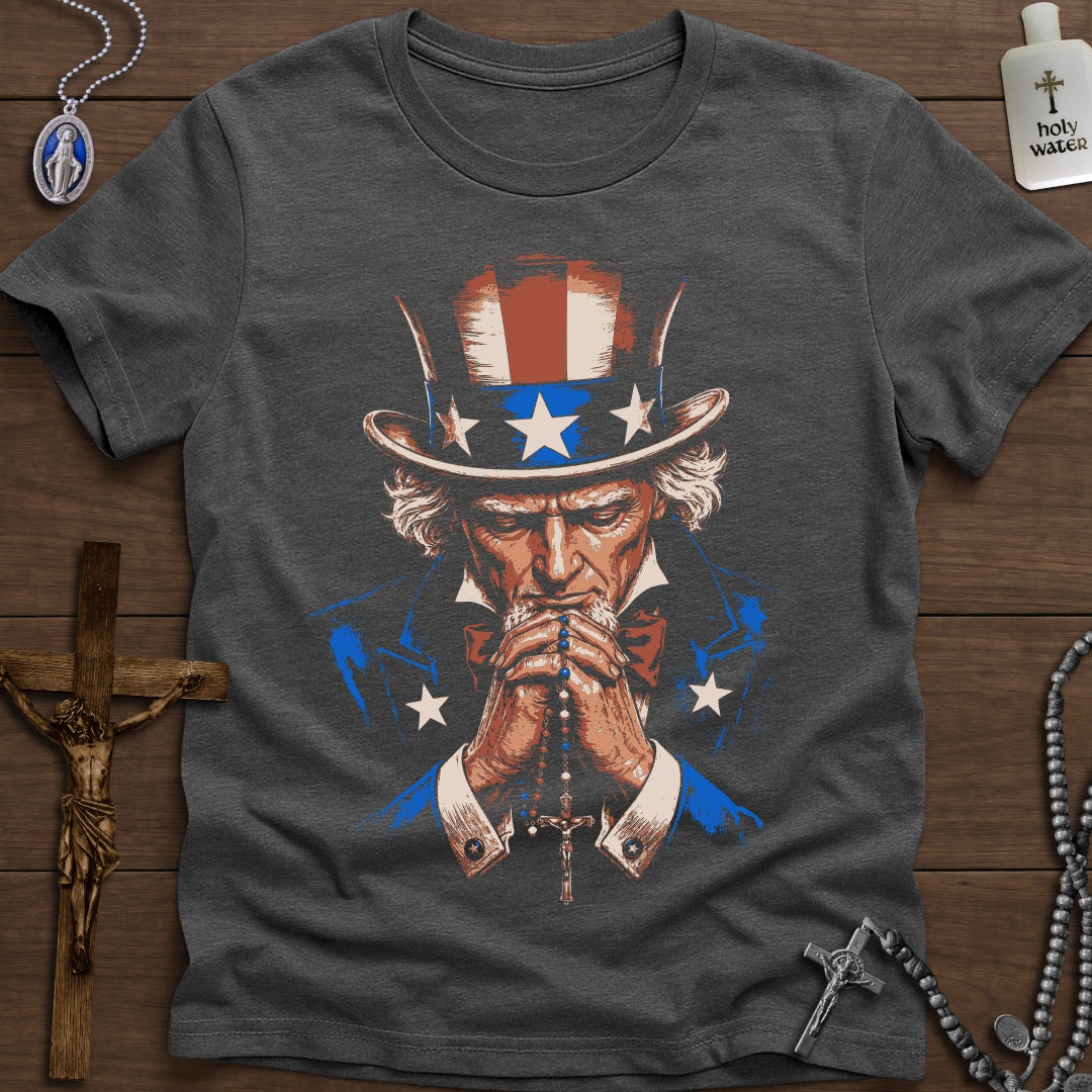 Uncle Sam Praying Rosary