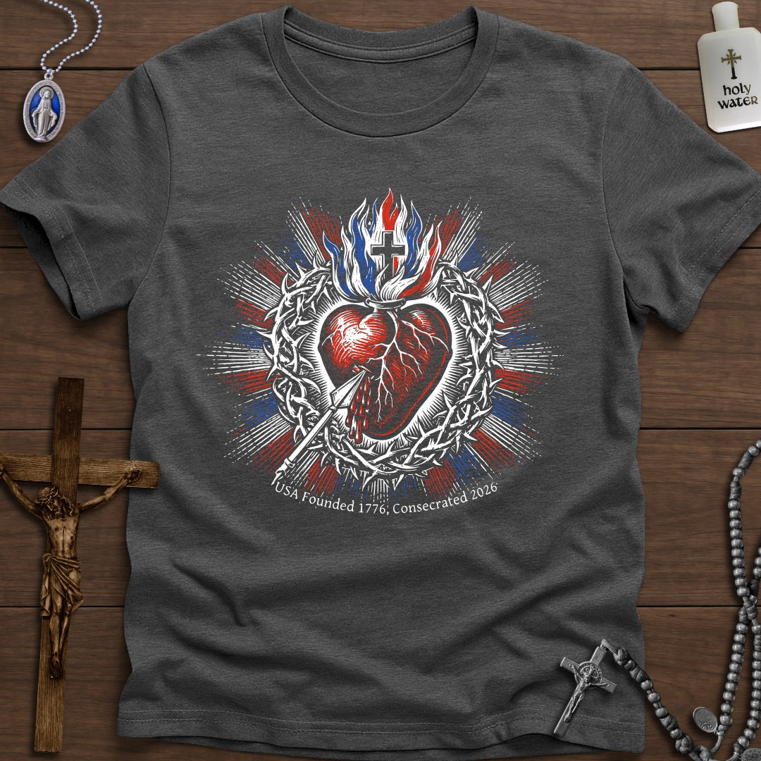 USA Sacred Heart Consecration Catholic T-Shirt – Hardcore Catholics