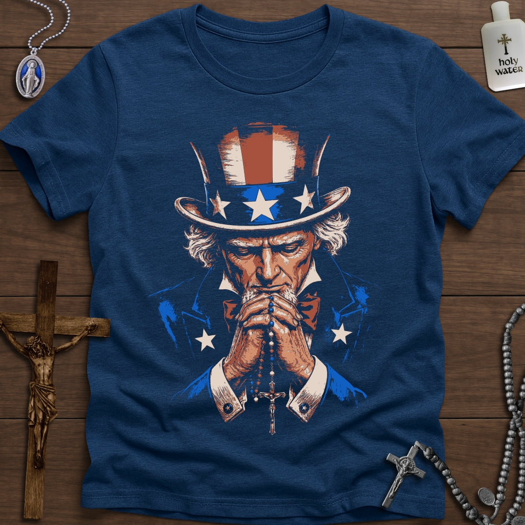 Uncle Sam Praying Rosary