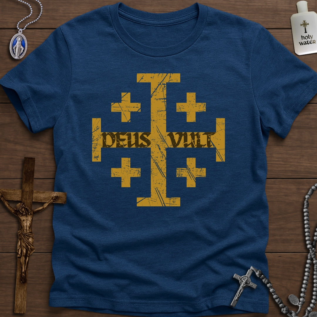 Deus Vult + Jerusalem Cross (Gold)