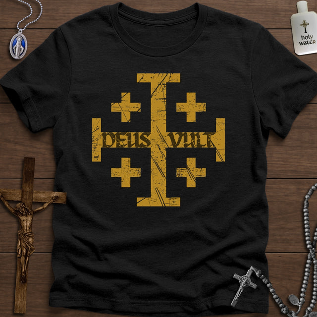 Deus Vult + Jerusalem Cross (Gold)